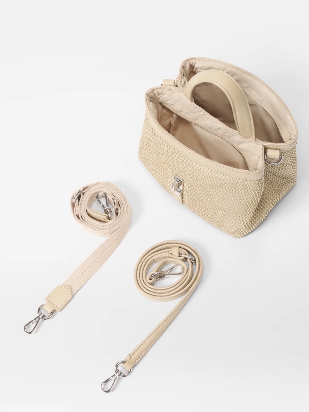 MZ Wallace Beige Woven Mini Top-Handle Bag - Picture 4 of 9